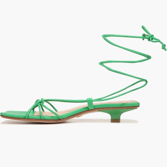 Veronica Beard Foley Ankle Tie Sandal Jungle Green - Picture 4 of 14